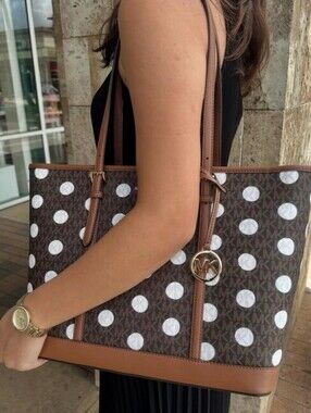 Michael Kors Brown Logo Polka Dot Tote!.